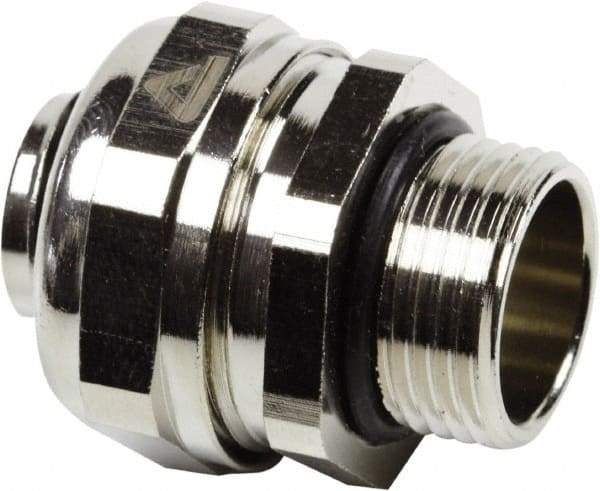 Anaconda Sealtite - 3/8" Trade, Nickel Plated Brass Threaded Straight Liquidtight Conduit Connector - Partially Insulated - Caliber Tooling