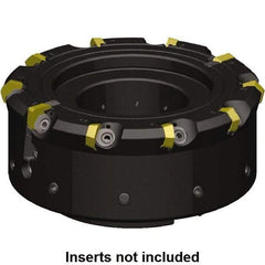 Kennametal - 8 Inserts, 100mm Cutter Diam, 1.09mm Max Depth of Cut, Indexable High-Feed Face Mill - 32mm Arbor Hole Diam, 49.97mm High, KCFM Toolholder, HDHN07008SR, SDHN1204ZZSN4W Inserts, Series KCFM - Caliber Tooling