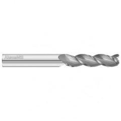 5/8 Dia. x 6 Overall Length 3-Flute .090 C/R Solid Carbide SE End Mill-Round Shank-Center Cut-Uncoated - Caliber Tooling