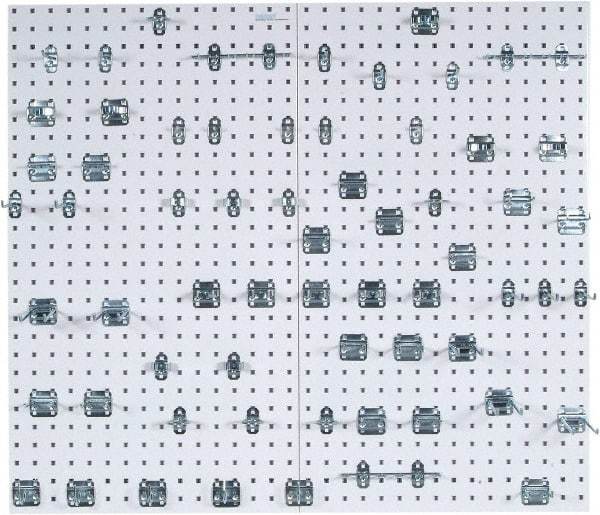 Triton - 24" Wide x 42-1/2" High Peg Board Kit - 2 Panels, 63 Hooks, Steel with Epoxy Coating, White - Caliber Tooling