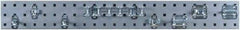 Triton - 4-1/2" Wide x 36" High Peg Board Strip - 1 Panel, 8 Hooks, Steel with Epoxy Coating, Silver - Caliber Tooling