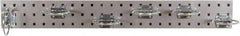 Triton - 4-1/2" Wide x 36" High Peg Board Strip - 1 Panel, 6 Hooks, Steel with Epoxy Coating, Silver - Caliber Tooling