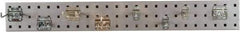 Triton - 4-1/2" Wide x 36" High Peg Board Strip - 1 Panel, 8 Hooks, Steel with Epoxy Coating, Silver - Caliber Tooling