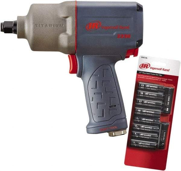 Ingersoll-Rand - 1/2" Drive, 8,500 RPM, 930 Ft/Lb Torque Impact Wrench Set - Pistol Grip Handle, 1,220 IPM, 90 psi, 1/4" NPT Inlet - Caliber Tooling