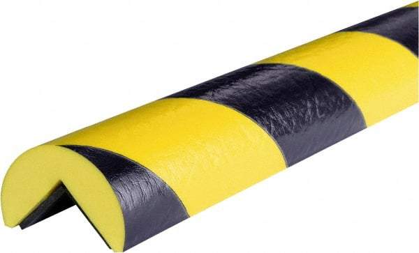 PRO-SAFE - 39" Long, Polyurethane Foam Type A Corner Guard - Black/Yellow, 1" High x 2" Wide Side - Caliber Tooling