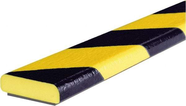 PRO-SAFE - 39" Long, Polyurethane Foam Type F Surface Guard - Black/Yellow, 1" High x 2" Wide Side - Caliber Tooling