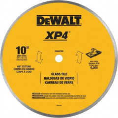 DeWALT - 10" Diam, 15.88mm Arbor Hole Diam, Continuous Edge Tooth Wet & Dry Cut Saw Blade - Steel, Smooth Action, Standard Round Arbor - Caliber Tooling