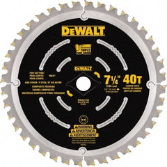 DeWALT - 7-1/4" Diam, 15.88mm Arbor Hole Diam, 40 Tooth Wet & Dry Cut Saw Blade - Steel, Framing Action, Standard Round Arbor - Caliber Tooling