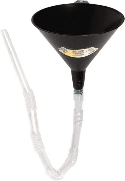 lumax - 16 oz Capacity Plastic Funnel - 5-1/2" Mouth OD, 5/8" Tip OD, 18" Flexible Spout, Black - Caliber Tooling