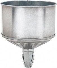 lumax - 256 oz Capacity Steel Funnel - 9-1/2" Mouth OD, 1-1/4" Tip OD, 3-3/4" Straight Spout, Silver - Caliber Tooling