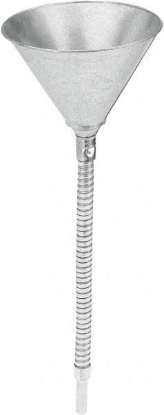 lumax - 16 oz Capacity Steel Funnel - 6" Mouth OD, 1/2" Tip OD, 13-1/4" Flexible Spout, Silver - Caliber Tooling