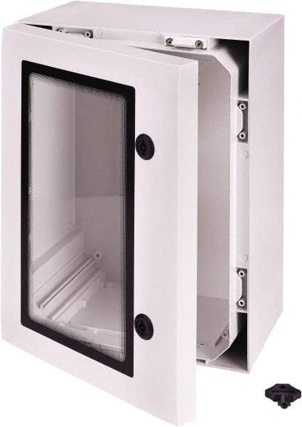 Fibox - Polycarbonate Standard Enclosure Hinge Cover - NEMA 4, 4X, 8.27" Wide x 15.75" High x 23.62" Deep, Impact Resistant - Caliber Tooling