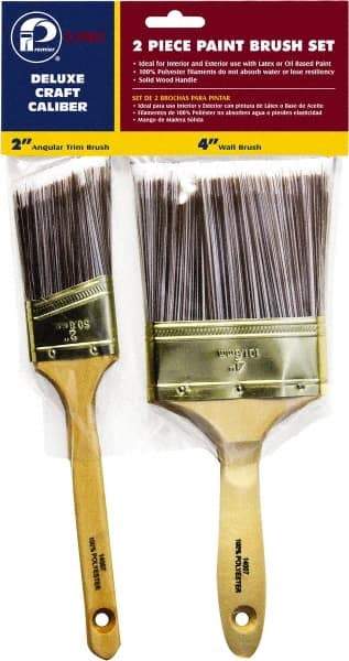 Premier Paint Roller - 2 & 4" Angle/Flat Polyester General Purpose Paint Brush Set - 2-1/2 & 3-1/2" Bristle Length, 6 & 6-1/2" Wood Sash & Beavertail Handle - Caliber Tooling