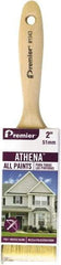 Premier Paint Roller - 2" Flat Polyester/Natural General Purpose Paint Brush - 2-1/2" Bristle Length, 5-1/8" Wood Beavertail Handle - Caliber Tooling