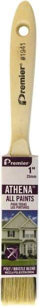 Premier Paint Roller - 1" Flat Polyester/Natural General Purpose Paint Brush - 2-1/4" Bristle Length, 5" Wood Beavertail Handle - Caliber Tooling