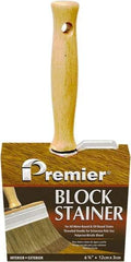 Premier Paint Roller - 5" Flat Polyester/Natural Stainer Brush - 3" Bristle Length, 5-1/4" Wood Threaded Wood Handle - Caliber Tooling