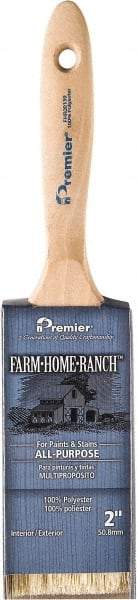 Premier Paint Roller - 2" Flat Polyester General Purpose Paint Brush - 2-1/2" Bristle Length, 5-1/2" Wood Beavertail Handle - Caliber Tooling