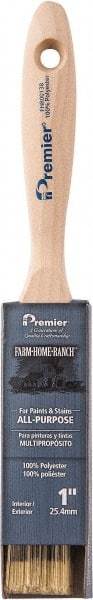 Premier Paint Roller - 1" Flat Polyester General Purpose Paint Brush - 2-1/4" Bristle Length, 5-1/4" Wood Beavertail Handle - Caliber Tooling