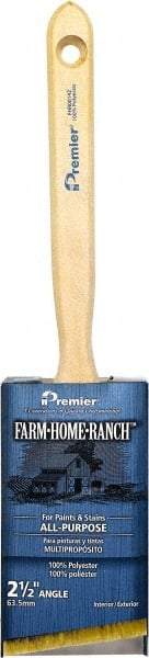 Premier Paint Roller - 2" Angled Polyester Angular Brush - 2-1/2" Bristle Length, 7-1/4" Wood Sash Handle - Caliber Tooling