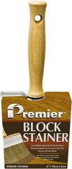 Premier Paint Roller - 4" Flat Polyester/Natural Stainer Brush - 3" Bristle Length, 5-1/4" Wood Threaded Wood Handle - Caliber Tooling