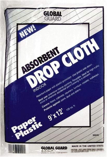 Premier Paint Roller - Medium Weight Paper Drop Cloth - 12' x 9', 1 mil Thick, Off White - Caliber Tooling