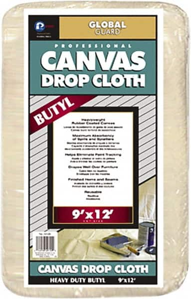 Premier Paint Roller - Heavy Weight Canvas Drop Cloth - 12' x 9', 1 mil Thick, Off White - Caliber Tooling