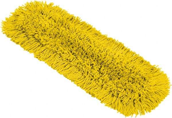 Rubbermaid - 25-1/4" Long x 5-1/2" Wide Cotton Blend Dust Mop Pad - Hook & Loop, Yellow, Rectangular Head, Launderable - Caliber Tooling