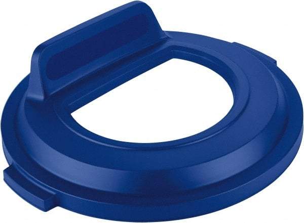 Rubbermaid - Round Lid for Use with 32 Gal Round Recycle Containers - Blue, Polyethylene, For Brute Trash Cans - Caliber Tooling