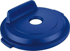 Rubbermaid - Round Lid for Use with 32 Gal Round Recycle Containers - Blue, Polyethylene, For Brute Trash Cans - Caliber Tooling