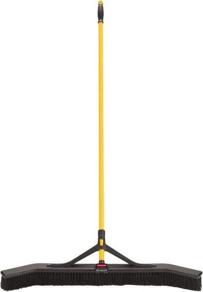 Rubbermaid - 36" Medium Duty Polypropylene Push Broom - 3" Bristle Length, Foam Block, Threaded Handle Connection, Handle Included - Caliber Tooling