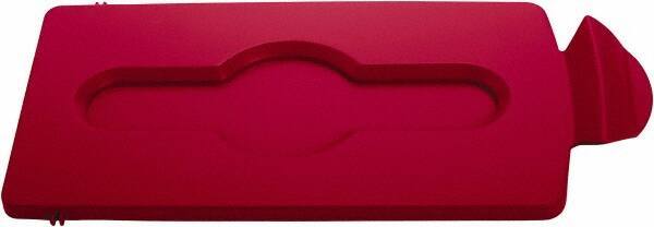 Rubbermaid - Rectangle Lid for Use with 23 Gal Rectangular Recycle Containers - Red, Polypropylene, For Slim Jim Trash Cans - Caliber Tooling