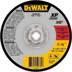 DeWALT - 6" Ceramic Cutoff Wheel - 0.045" Thick, 5/8-11 Arbor, 10,100 Max RPM, Use with Angle Grinders - Caliber Tooling