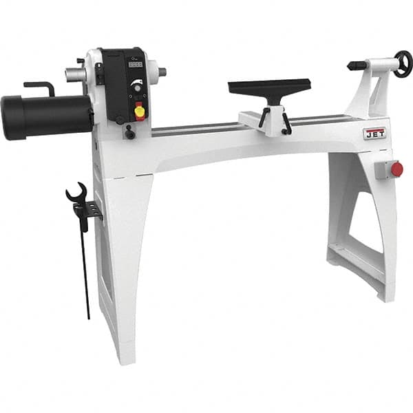 Jet - 18-1/2" Swing, 40" Distance Between Center, Woodworking Lathe - 2MT Headstock, 40 to 3,200 RPM, 4" Quill Travel - Caliber Tooling