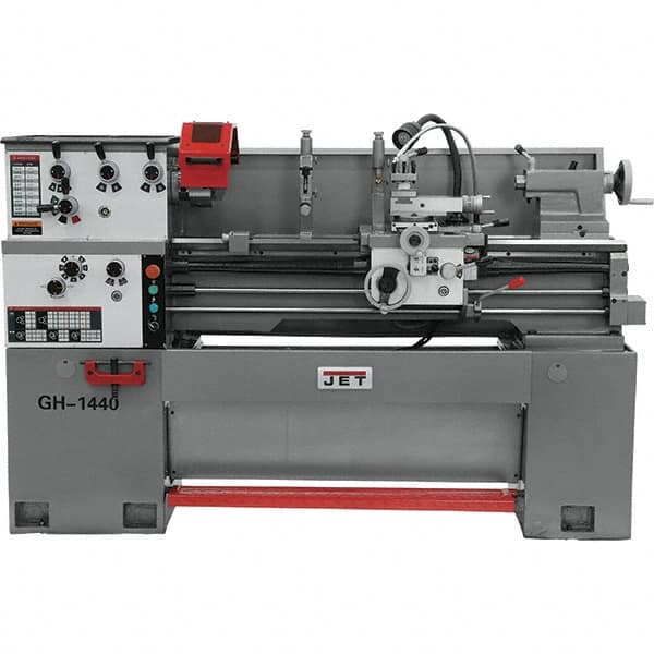 Jet - 14" Swing, 40" Between Centers, 230 Volt, Single Phase Bench Lathe - 5MT Taper, 3 hp, 40 to 1,800 RPM, 1-1/2" Bore Diam, 30" Deep x 56-1/2" High x 74.8" Long - Caliber Tooling