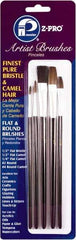 Premier Paint Roller - 21/64", 1/2", 1/4", #2, #4 Bristle & Camel Hair Artist's Paint Brush - 11/16, 1/2, 1/4" Wide, 3/8, 1/2, 5/8, 3/4" Bristle Length, 6" Wood Handle - Caliber Tooling