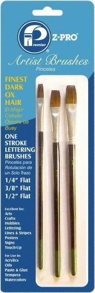 Premier Paint Roller - 1/4", 3/8", 1/2", #2, #4 Ox Hair Artist's Paint Brush - 1/4, 3/8, 1-1/2" Wide, 1/2, 5/8" Bristle Length, 6-1/2" Wood Handle - Caliber Tooling