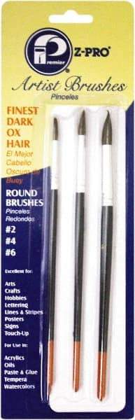 Premier Paint Roller - #2, #4, #6 Ox Hair Artist's Paint Brush - 1/2, 9/16, 7/8" Bristle Length, 6" Wood Handle - Caliber Tooling