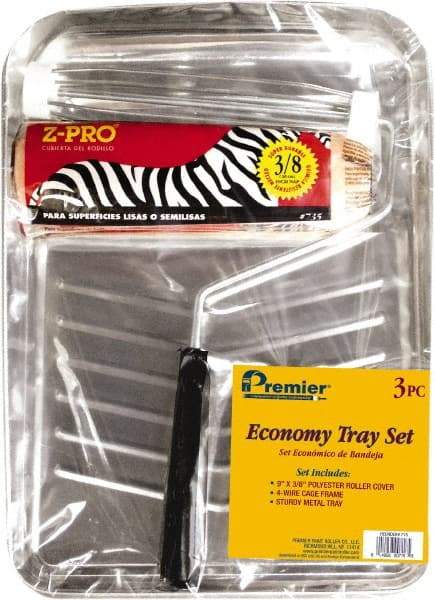 Premier Paint Roller - 3/8" Nap, Wall Paint Roller Set - 10" Wide, Steel Frame, Includes Paint Tray, Roller Cover & Frame - Caliber Tooling