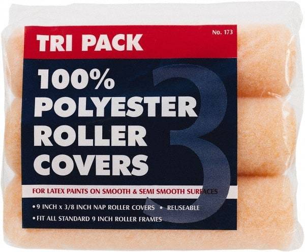 Premier Paint Roller - 3/8" Nap, 9" Wide Paint Roller Cover - Smooth Texture, Polyester - Caliber Tooling