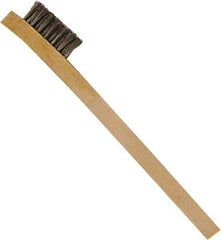 Premier Paint Roller - Stainless Steel Surface Preparation Wire Brush - 1/2" Bristle Length, 1/2" Wide, 8" OAL, Wood Block, Straight Wood Handle - Caliber Tooling