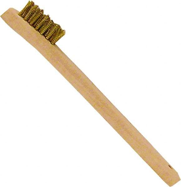 Premier Paint Roller - Brass Surface Preparation Wire Brush - 1/2" Bristle Length, 1/2" Wide, 8" OAL, Wood Block, Straight Wood Handle - Caliber Tooling