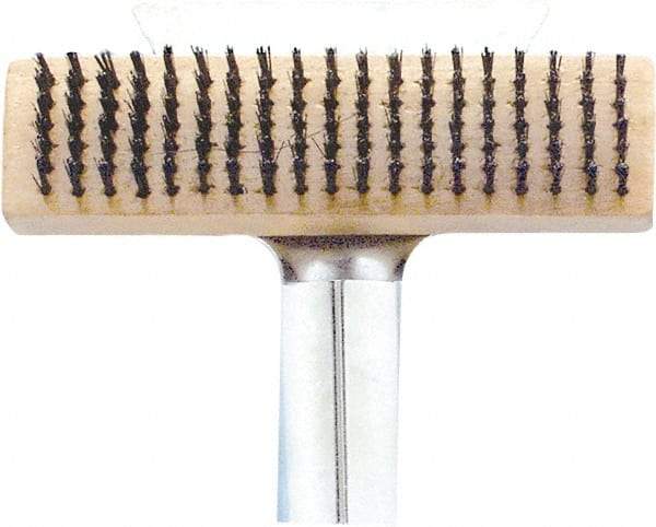 Premier Paint Roller - Steel Surface Preparation Wire Brush - 1" Bristle Length, 2-1/2" Wide, 6" OAL, Wood Block, Straight Wood Handle - Caliber Tooling