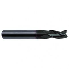 9/16 Dia. x 3-1/2 Overall Length 3-Flute Square End Solid Carbide SE End Mill-Round Shank-Center Cut-Super-A - Caliber Tooling