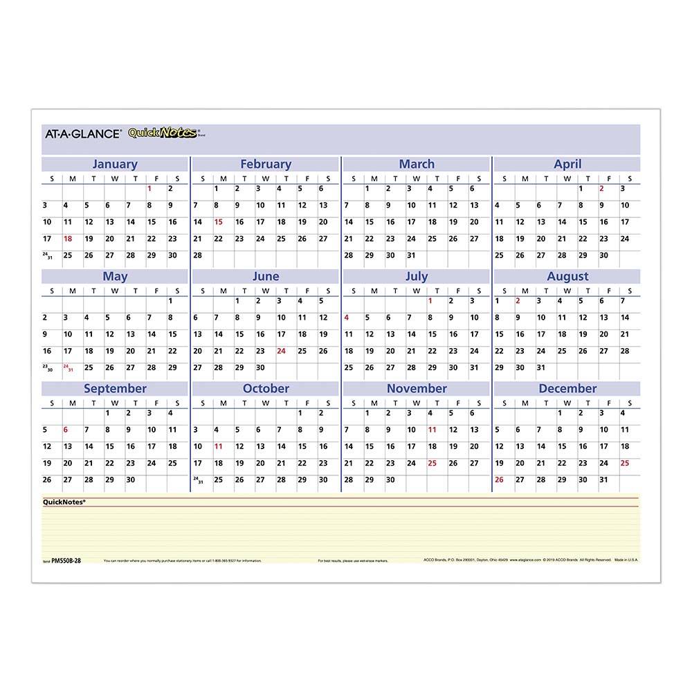 AT-A-GLANCE - Note Pads, Writing Pads & Notebooks Writing Pads & Notebook Type: Wall Calendar Size: 16 x 12 - Caliber Tooling