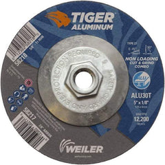 Weiler - 5" 30 Grit Aluminum Oxide/Silicon Carbide Blend Cutoff Wheel - 1/8" Thick, 5/8-11 Arbor, 12,200 Max RPM, Use with Angle Grinders - Caliber Tooling