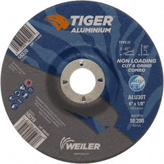 Weiler - 6" 30 Grit Aluminum Oxide/Silicon Carbide Blend Cutoff Wheel - 1/8" Thick, 7/8" Arbor, 10,200 Max RPM, Use with Angle Grinders - Caliber Tooling