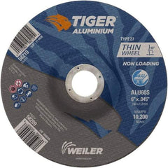 Weiler - 6" 60 Grit Aluminum Oxide/Silicon Carbide Blend Cutoff Wheel - 0.045" Thick, 7/8" Arbor, 10,200 Max RPM, Use with Angle Grinders - Caliber Tooling