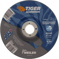 Weiler - 6" 24 Grit Aluminum Oxide/Silicon Carbide Blend Cutoff Wheel - 1/4" Thick, 7/8" Arbor, 10,200 Max RPM, Use with Angle Grinders - Caliber Tooling