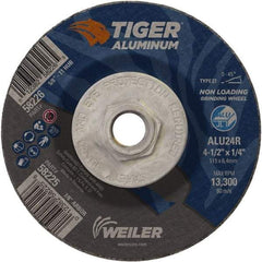 Weiler - 4-1/2" 24 Grit Aluminum Oxide/Silicon Carbide Blend Cutoff Wheel - 1/4" Thick, 5/8-11 Arbor, 13,300 Max RPM, Use with Angle Grinders - Caliber Tooling