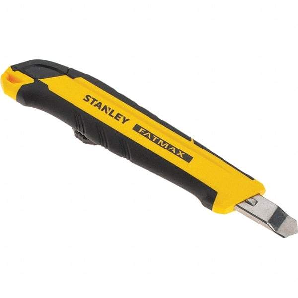 Stanley - Snap Utility Knife - 3.4" Carbon Steel Blade, Yellow & Black Bi-Material -ABS/TPR Handle, 1 Blade Included - Caliber Tooling